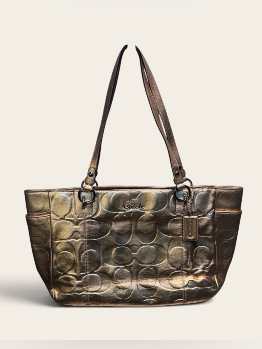 Coach Gold Metallic Signature Tote